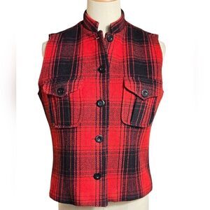 Breeches Vintage Red Plaid Wool Blend Vest